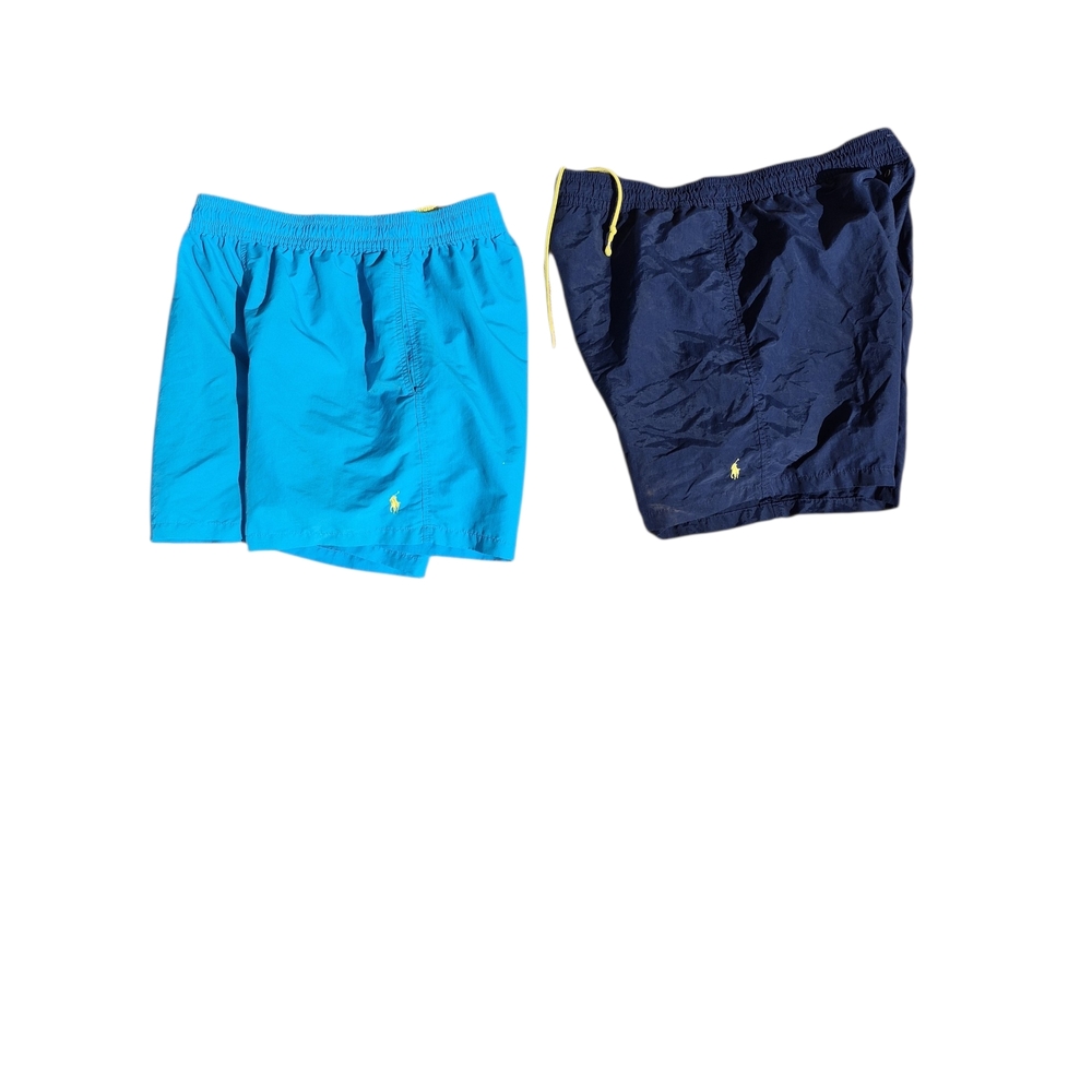 2 pairs Polo by Ralph Lauren Two-Pack Men's Swim Shorts in Bright Blue & Navy